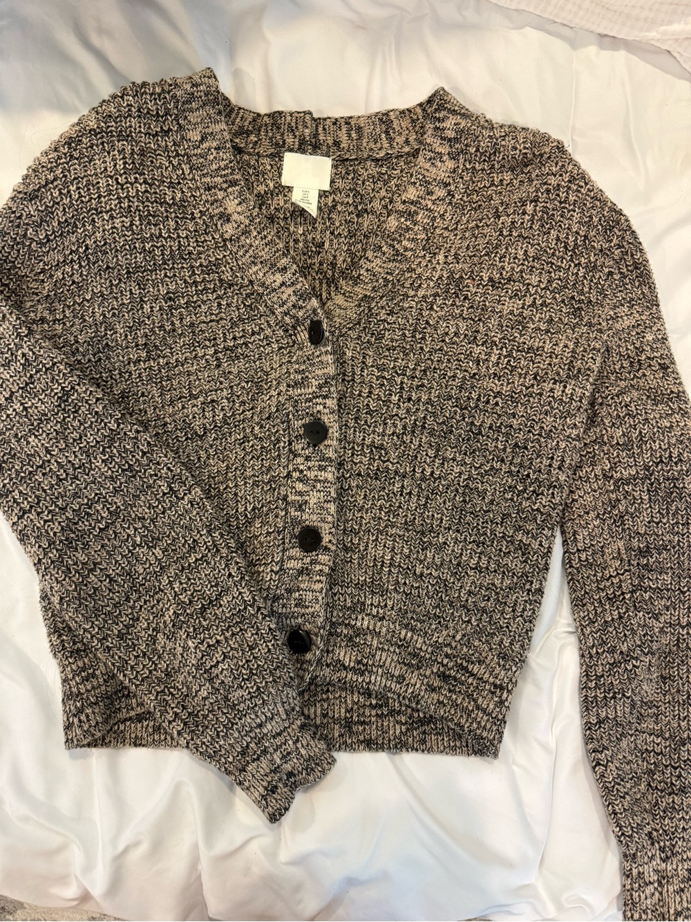 H&M Marled Brown & Black Button-Front Cardigan